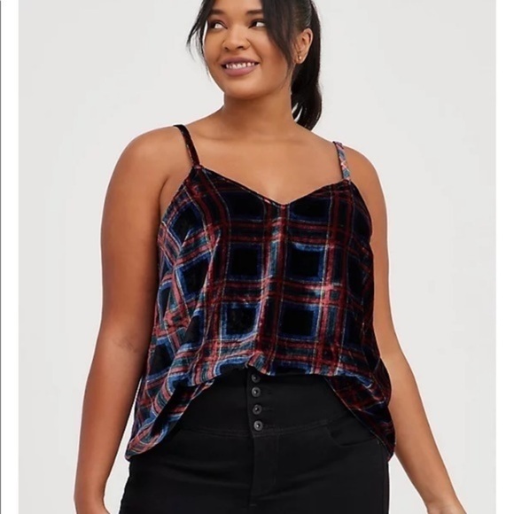 TORRID SOPHIE - MULTI PLAID VELVET SWING CAMI - Picture 6 of 6